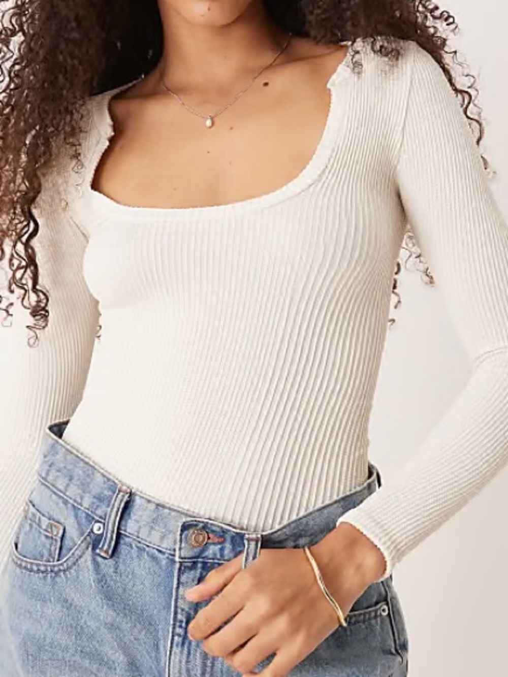 Free People Intimately Cream Long Sleeve